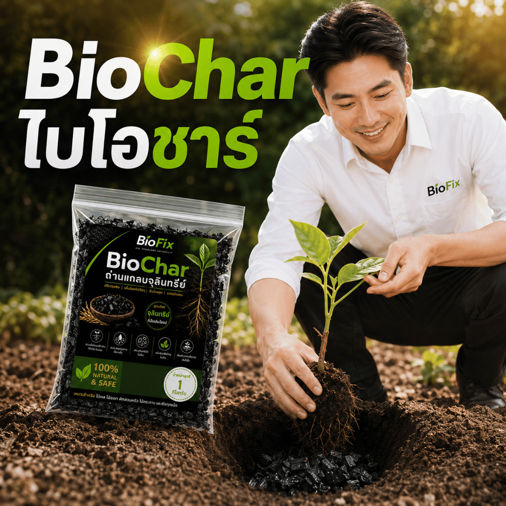 BioFix BioChar ถ่านไบโอชาร์ ถ่านชีวภาพ ไบโอชาร์ (Biochar)​ วัสดุผสมดินปลูก