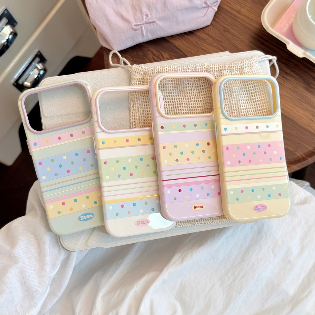 [Sheren] เคสโทรศัพท์ประกบลายจุดสีตัดกันเหมาะสําหรับ i17 16 15 14 13 12 11 pro max เคสไอโฟน
