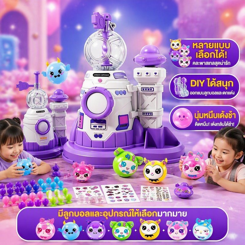 ของเล่นลูกบอลเหนียว DIY Magic Ball ยืด Soft Tactile Sound Pop Kids Fidget Game Pack