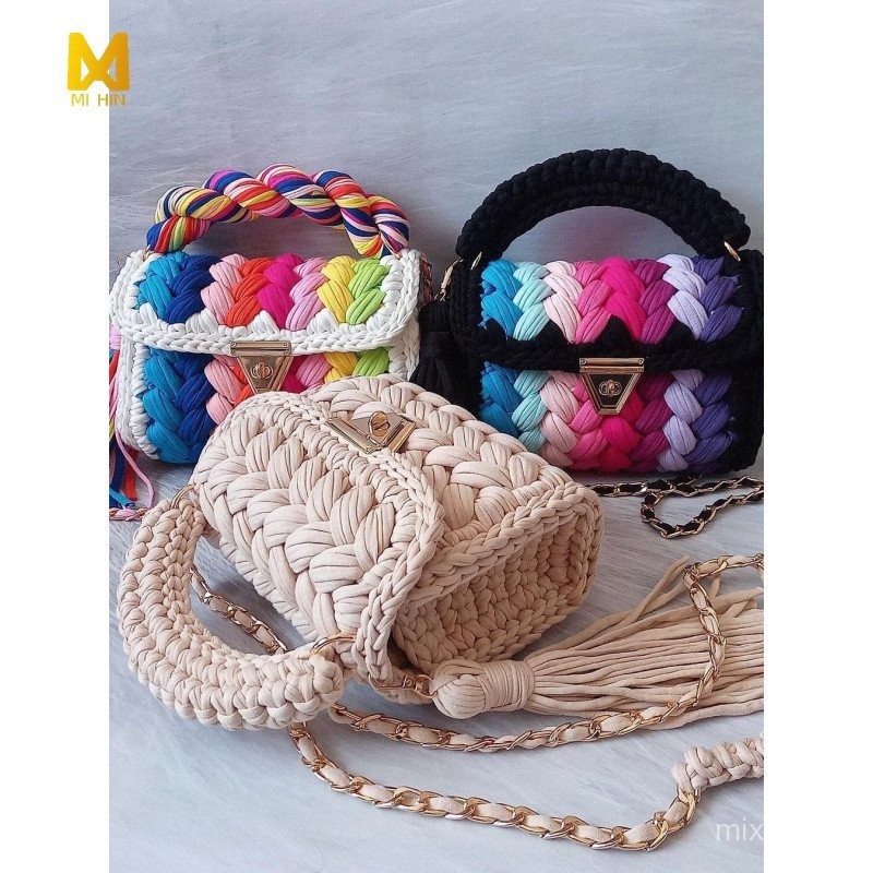 Ha6 2025 ใหม่ Xuan Ya โครเชต์ Handmade Xuan Ya กระเป๋าผ้าแถบทอ