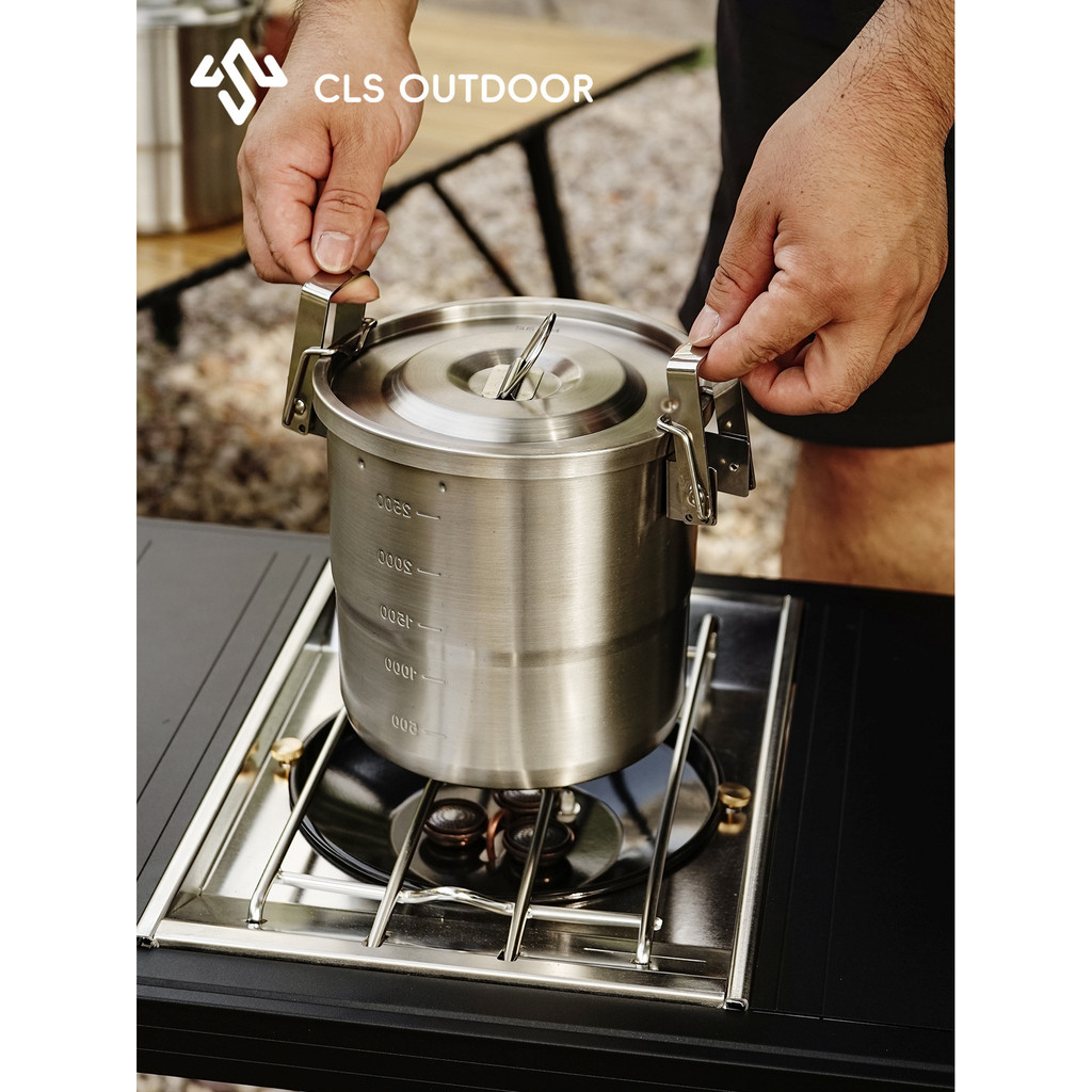 CLS Outdoor304Stainless steel cookware camping and picnic equipment, complete set of cooking utensil