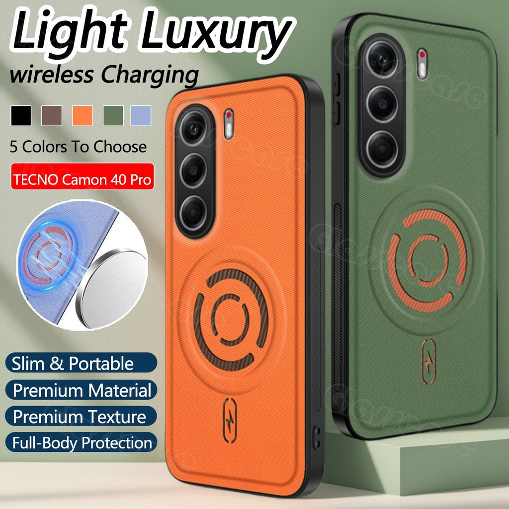 TECNO Camon 40 ProปลอกสําหรับTECNO Camon 40 Pro 40Pro Camon40 Camon40Proผ้าเนื้อแม่เหล็กดูดPUซิลิโคน