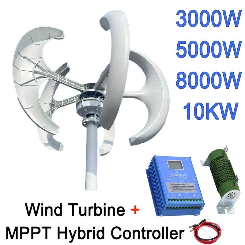ZV6X บ้าน 10KW ลมแนวตั้ง Turbine 3KW 5KW 8KW 12V 24V 48V โคมไฟรูปร่างเสียงต่ําหลังคา Windmill พร้อมต