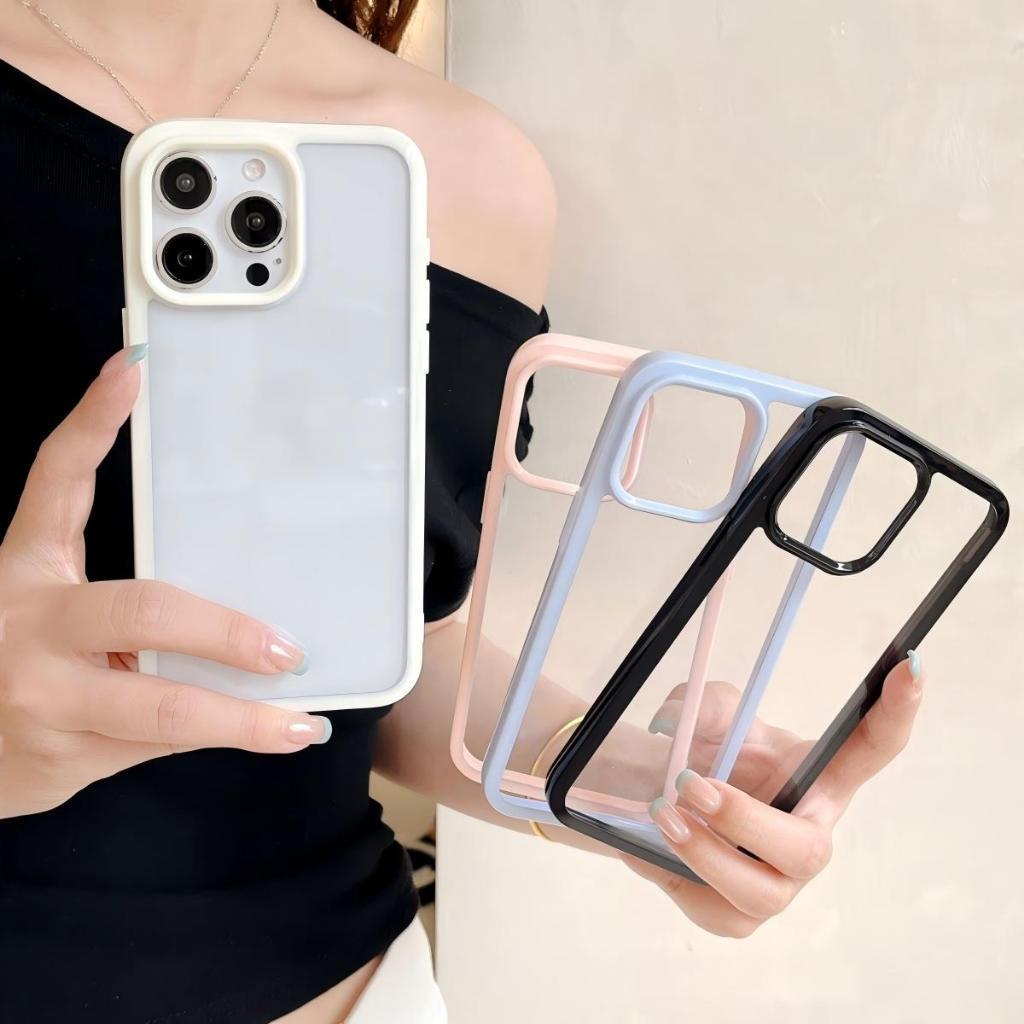 สินค้าพร้อมส่ง! เคสใสกรอบสีหลายสี สุดคลาสสิค! เคส iPhone 17/16/15 Pro Max/14/13/12/11 คุณภาพสูง ใสงามไม่ซ้ำ