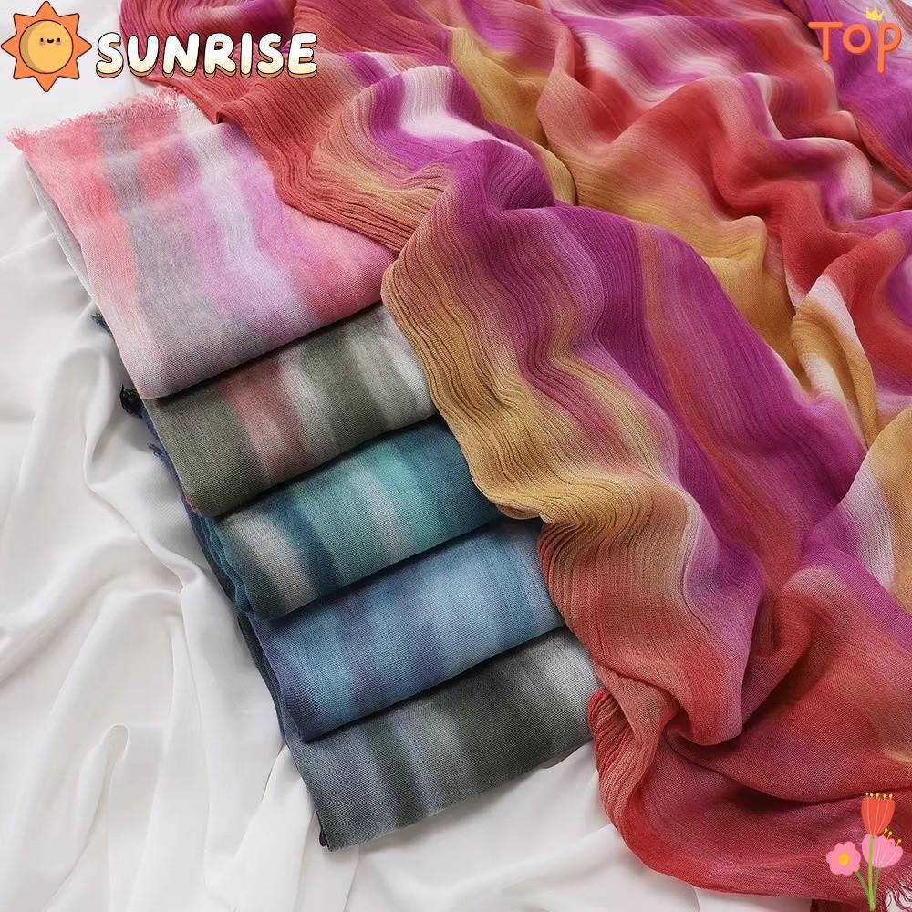 SUNRISE Gradient Headscarf,ผ้าฝ้ายนุ่มเหนียวModal Blend Tie-Dye Hijab,สบายTie-DyeรูปแบบBreathable Gr