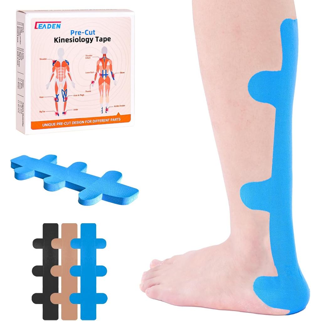 Precut Kinesiology Tape สําหรับเอ็น Achilles, 10 ชิ้น - เทปกีฬาบรรเทา Achilles, รองรับเอ็น Achilles 