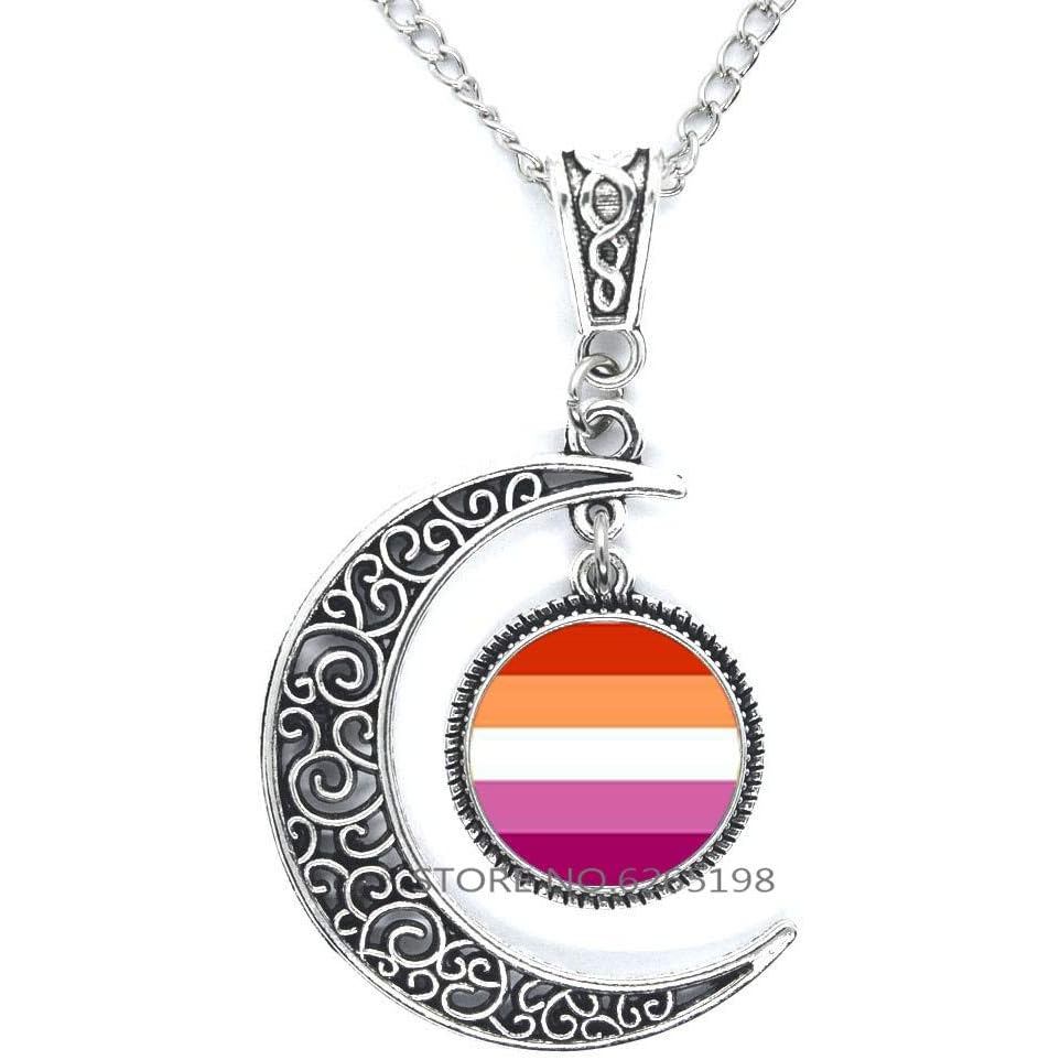 LGBTQ Pride Necklace- Rainbow Pendant - สร้อยคอเครื่องประดับสายรุ้ง,Lesbian Pride Pendant,Minimalist