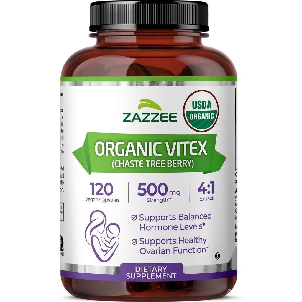 Zazzee USDA Organic Vitex 4:1 Extract, 120 แคปซูลมังสวิรัติ, อุปทาน 4 เดือน, Chaste Berry, Humical B