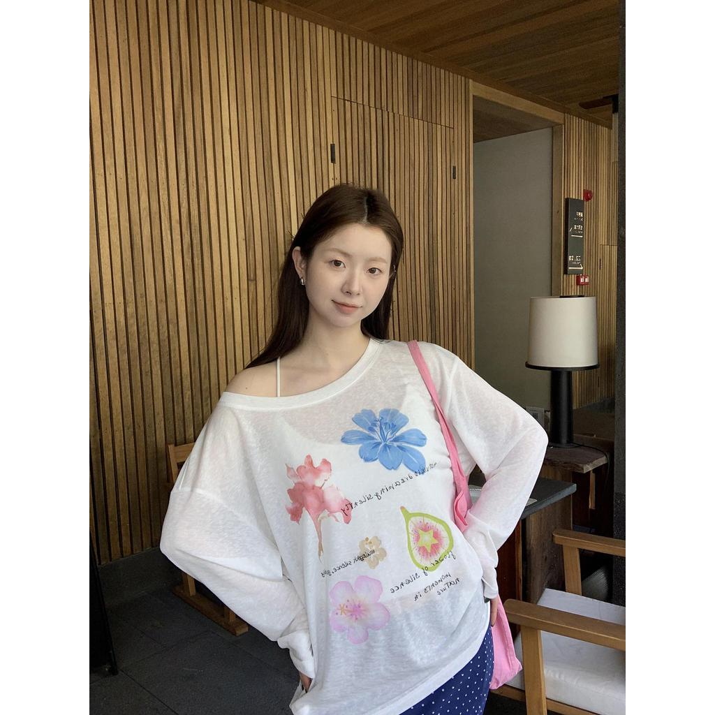 เสื้อคลุมกันแดดผู้หญิงสไตล์อเมริกันแนว "ฮอตเกิร์ล" เนื้อบางเบา โปร่งแสงเล็กน้อย ใส่ได้ในห้องแอร์ ฤดูร้อน ทรงหลวม ทันสมัย