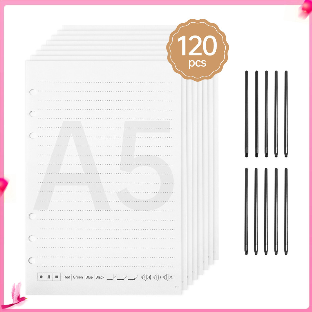 Yaostoree-th อุปกรณ์เสริม Digital Notepad 120 A5 แผ่นกระดาษและตลับหมึกเติมปากกาลูกลื่น 10 ปากกาสำหรั