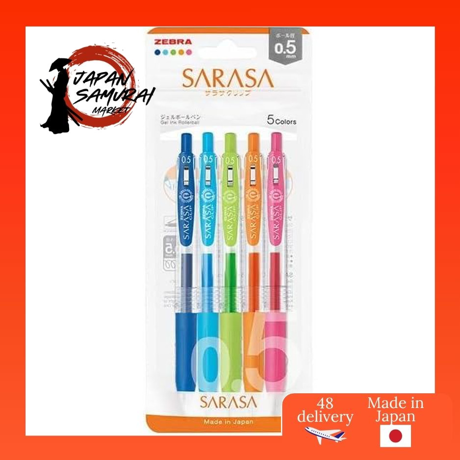 ปากกาลูกกลิ้งเจล Zebra, คลิปหนีบลาย, 0.5 มม., 5 สี N JJ15-5C-N - Shipped from Japan