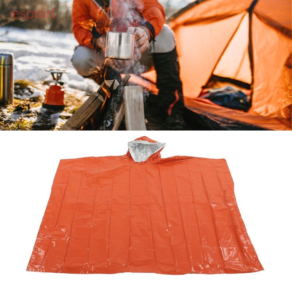 ESPOIR เสื้อปอนโชฉุกเฉิน,ฟิล์มอลูมิเนียม PE 100x120 ซม.เสื้อปอนโชแบบใช้ซ้ําได้,ทนทานพร้อมถุงเก็บหนาก
