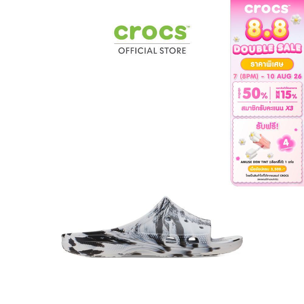 CROCS รองเท้าแตะผู้ชาย SATURDAY SLIDE MARBLED  รุ่น 213299-066 -  BLACK/WHITE