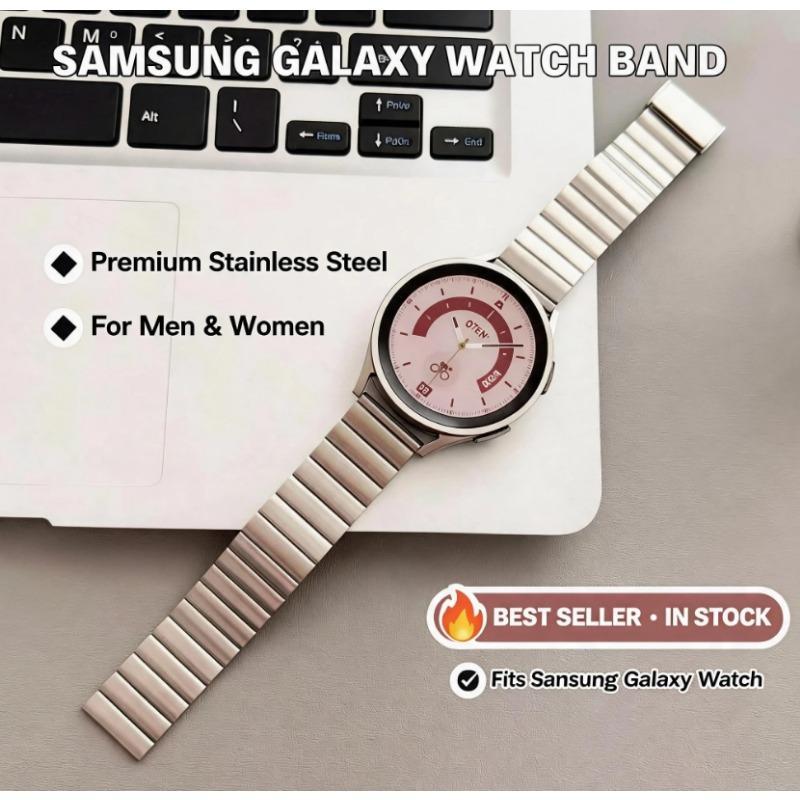 เหมาะสําหรับ Samsung Galaxy Watch 9 Classic 8 Classic 8 7 6 5 4 Ultra 2 40/44 มม., โลหะเหล็กสายนาฬิกาอัจฉริยะพร้อมสายเปลี่ยนปรับได้