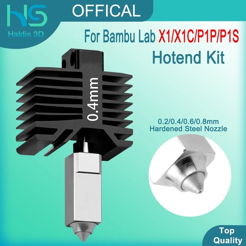 อัพเกรด Hotend สําหรับ Bambu Lab X1/X1C Hot End สําหรับ Babambulab P1P/P1S เหล็กชุบแข็งหัวฉีด 0.2/0.