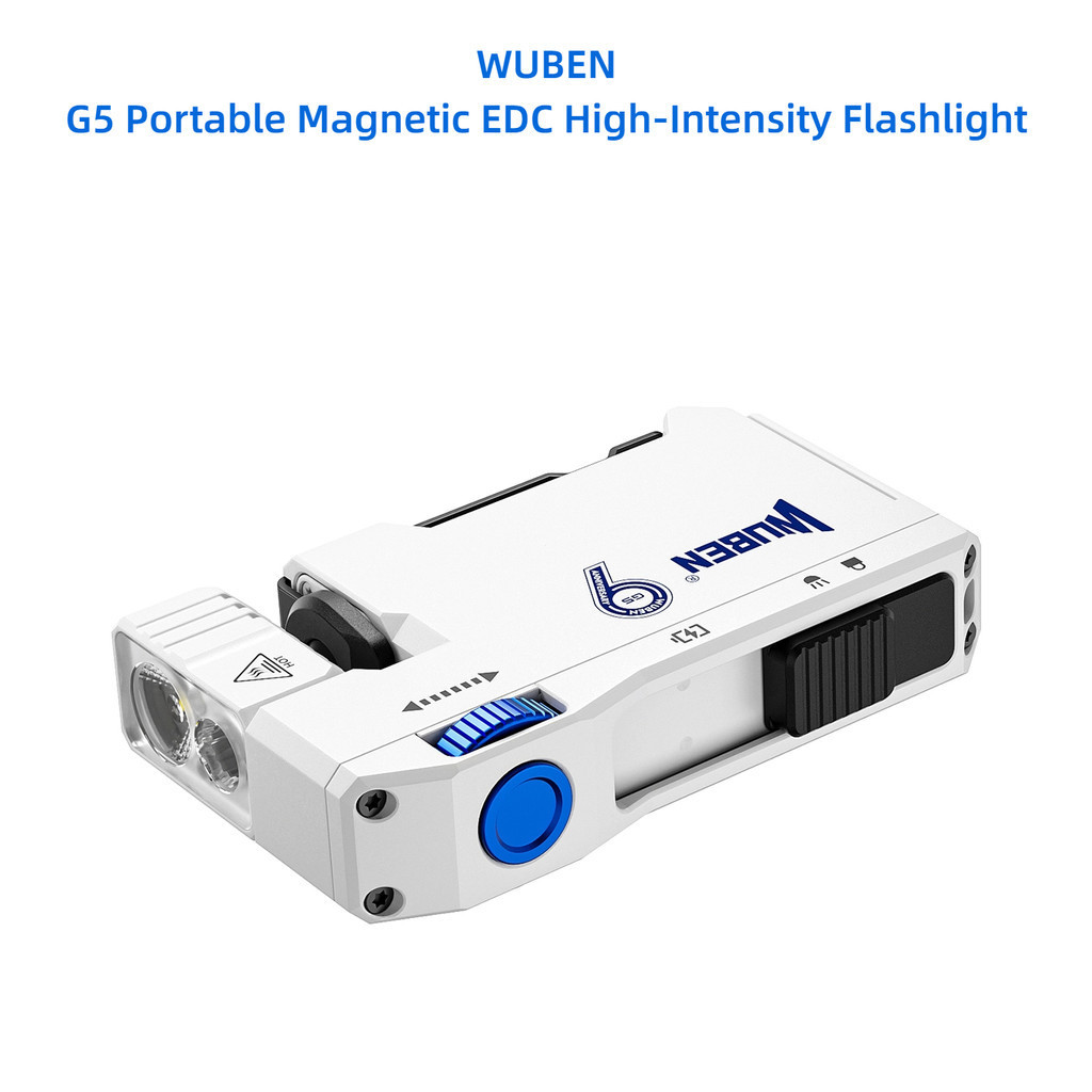 Coveไฟพกพาแม่เหล็ก EDC WUBEN G5 ให้แสงสว่าง RGB (แดง, ฟ้า) ทนทาน กันน้ำ และชาร์จไฟได้
