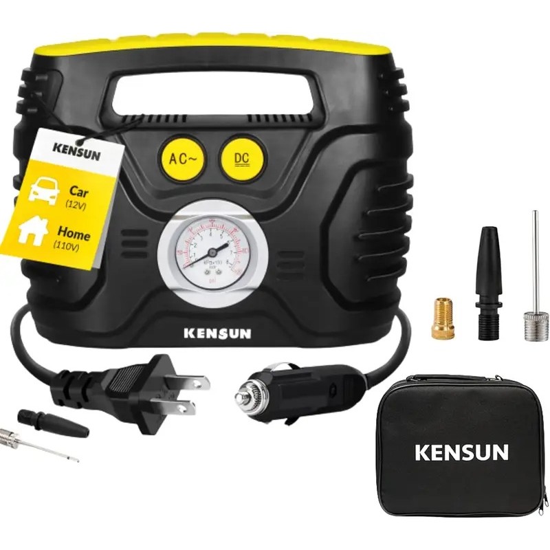 X9UV ปั๊มอัดอากาศแบบพกพาสําหรับ Car & Home, 12V DC/110V AC ยาง Inflator พร้อมมาตรวัดอะนาล็อกสูงสุด 1