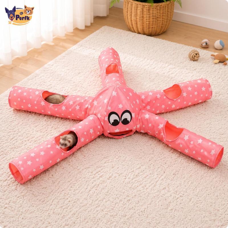 Ferfk Octopus Ferret Nest Cozy Octopus Tunnel ของเล่น Ferret Hideout พร้อมอุโมงค์อุโมงค์อุโมงค์ลื่นพ