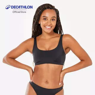 Decathlon Crop Top Aurely Black With Removable Cups ชุดว่ายน้ำผู้หญิงท่อนบนทรงครอป รุ่น Aurely พร้อมฟองน้ำ - Black