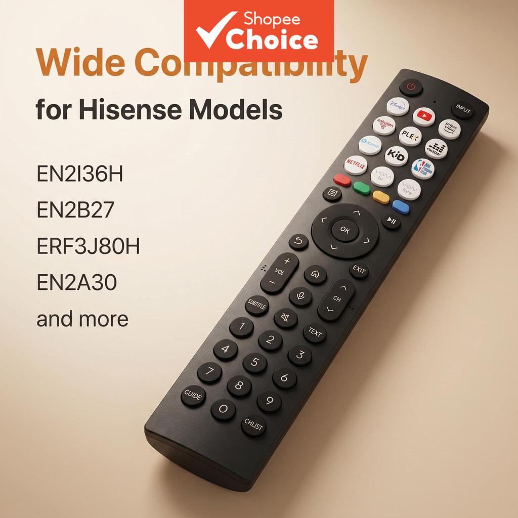 รีโมททีวีสําหรับ Hisense รีโมทสากลเปลี่ยนแทนสําหรับทีวีอัจฉริยะ Hisense พร้อมทางลัด Netflix