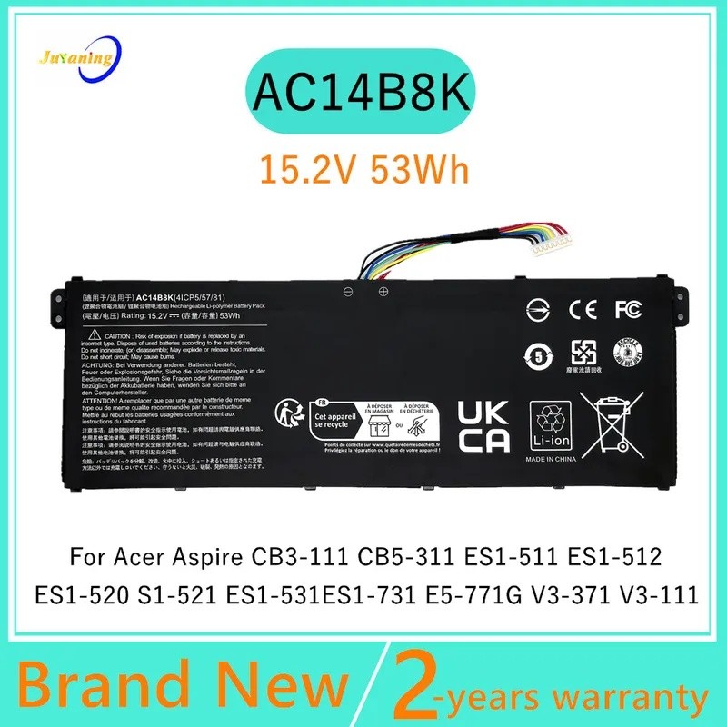 AC14B8K AC14B18J แบตเตอรี่แล็ปท็อปสําหรับ Acer Aspire E5-771 E5-771G R7-371T ES1-711 ES1-311 ES1-711