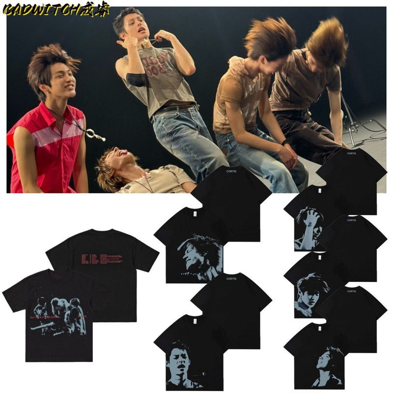 CORTIS 2026世巡演唱会PUT YOUR PHONE DOWN周边同款人像印花短袖8.12 สินค้า CORTIS 2026 World Tour Concert PUT YOUR PHONE DOWN เสื้อยืดแขนสั้นลายพิมพ์ภาพเหมือนแบบเดียวกัน 8.12