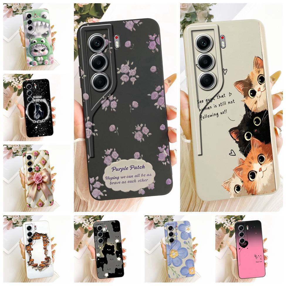 สําหรับ Tecno Camon 40Pro 4G CM6 สําหรับ Techno Camon 40 Pro 4G กรณีซิลิโคนแฟชั่นน่ารักแมวรูปแบบตลกป