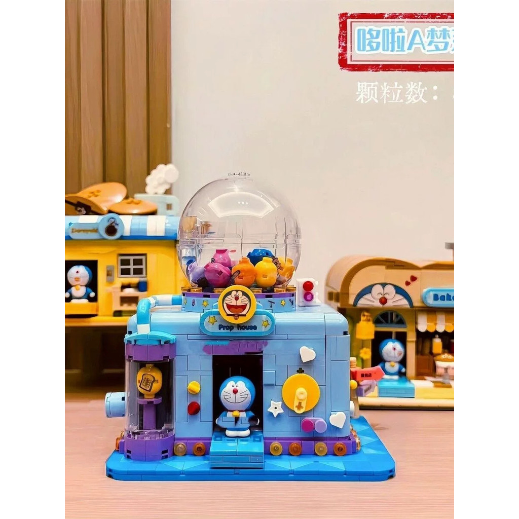 Belle ของแท้ Doraemon Dorayaki Bakery Street View Building Blocks การศึกษาประกอบของเล่นของขวัญวันเกิ