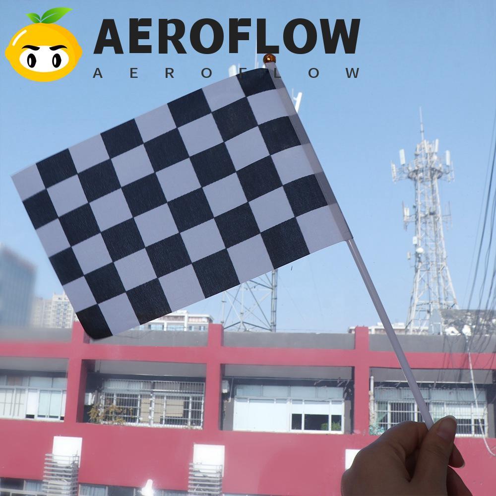 AEROFLOW Racing โพลีเอสเตอร์ธงสีดําและสีขาวสแควร์ 14*21 ซม. Cheer Race Flag รถ Racing Sport Evening 
