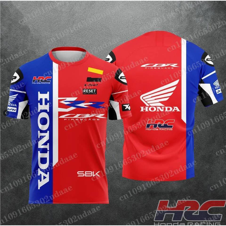 ใหม่ 2026 รถจักรยานยนต์ Honda Racing HRC wsbk Racing Race ชุดทีมผู้ชายฤดูร้อนกีฬา Breathable เสื้อยื