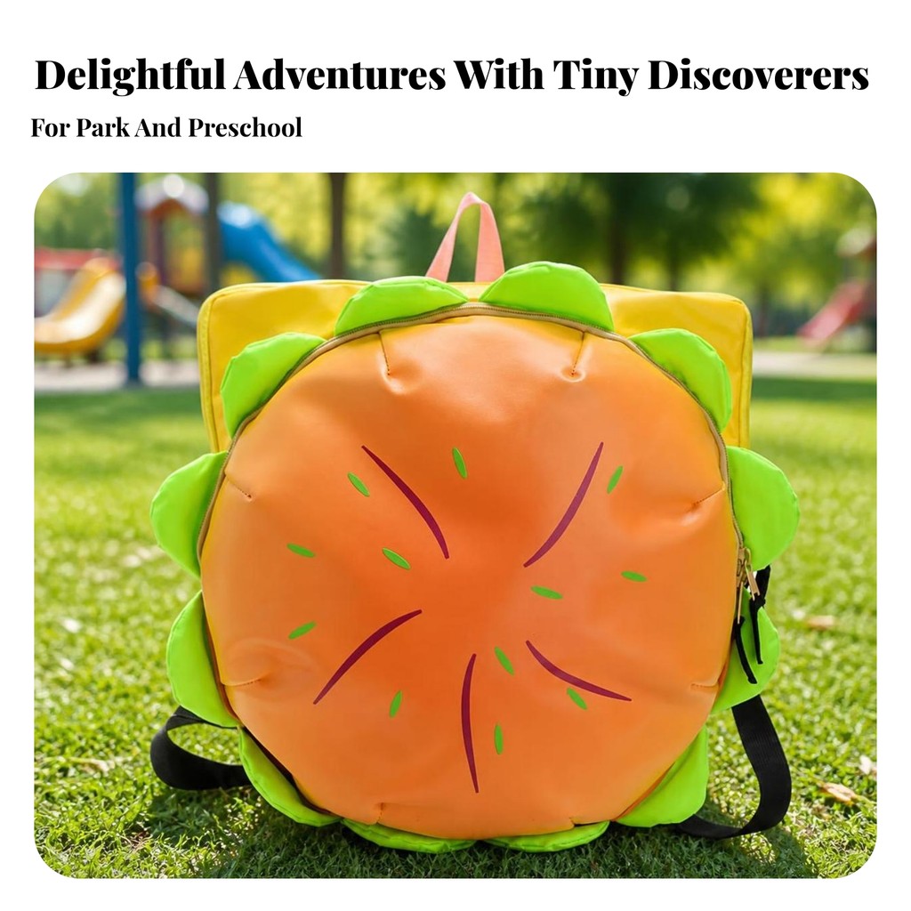 Burger Backpack Novelty Hamburger Bag Playful Daypack Creative for Preschoolers, Preschool