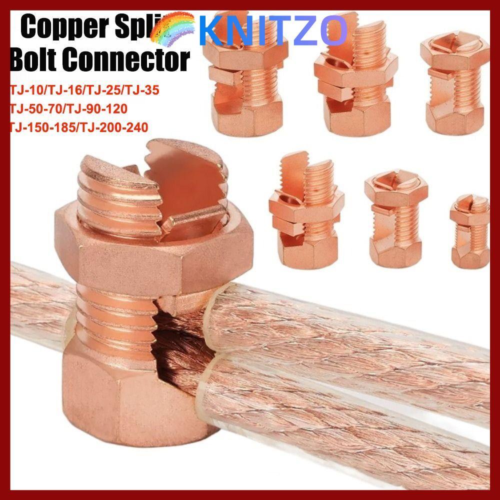 จัดส่งจากประเทศไทยKNITWO Copper Split Bolt, ขั้วต่อ Split Bolt ทนทานที่ทนทาน, ขั้วต่อแยกทองแดง TJ Se