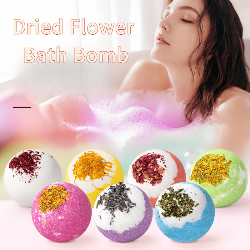 100G Bath Fizzy Bubble Bath Ball ดอกไม้แห้ง Bath Bomb สําหรับ Bath & Foot Soak