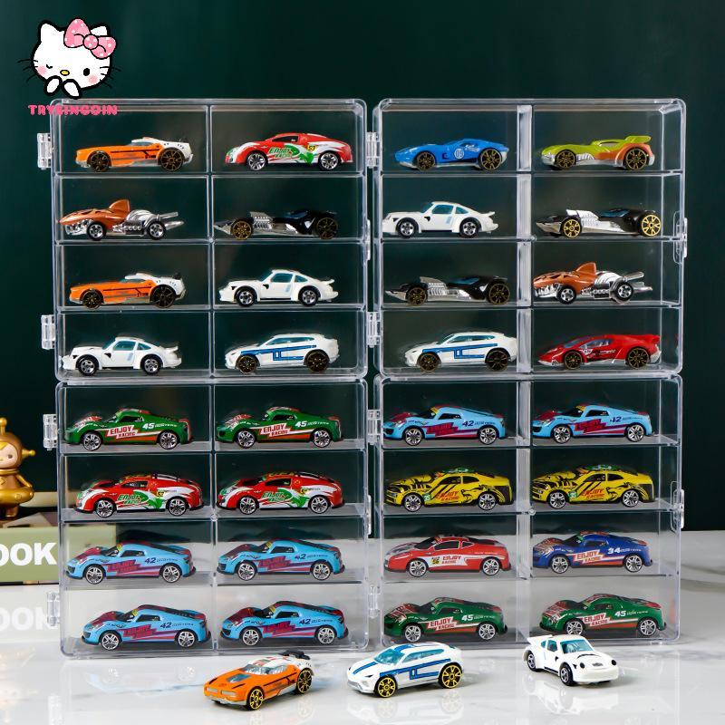 [strysingoin] 1:64 Scale Car Model Storage Box 8 Slot Clear Display Shelf Toy Car Dust Storage Conta
