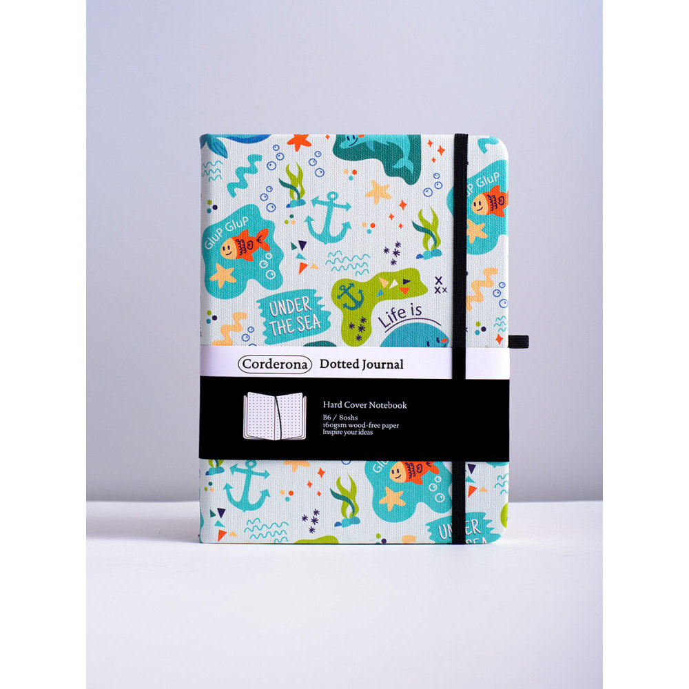 B6 การ์ตูน Undersea Dot Math Bullet Notebook 160g Super หนาขนาดเล็กสดเปล่าแนวนอน Line Hard Surface ค