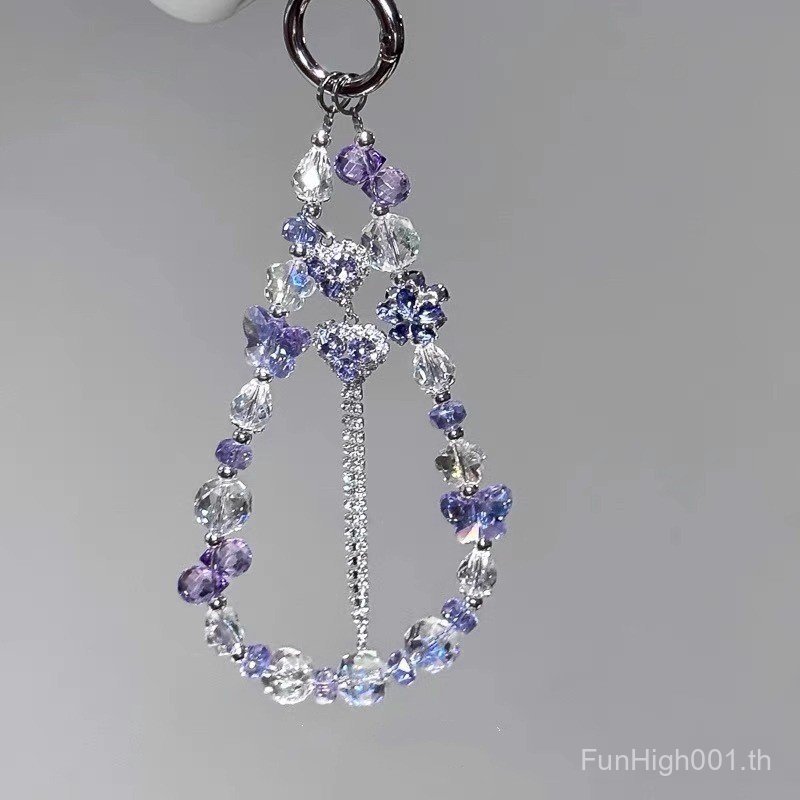 [Purple Rhyme Sweetheart] Strobe Purple Love Tassel Mobile Phone Chain Niche Design All-Match Bag Pendant Pendant
