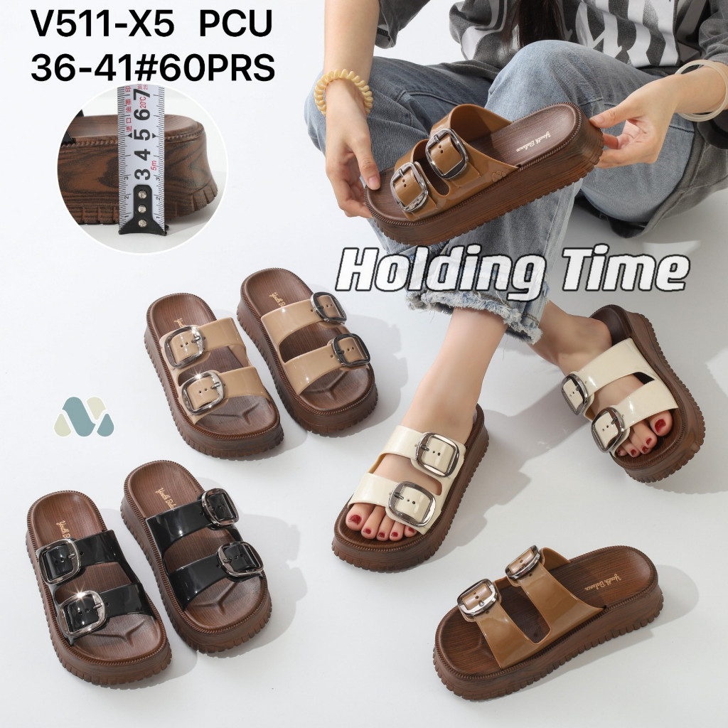 AIKO SHOP V511-X5 รองเท้าแตะผู้หญิง Youth Balance พร้อมยางเยลลี่นําเข้าสองเส้น ลายหรูหรา รองเท้าแตะเ