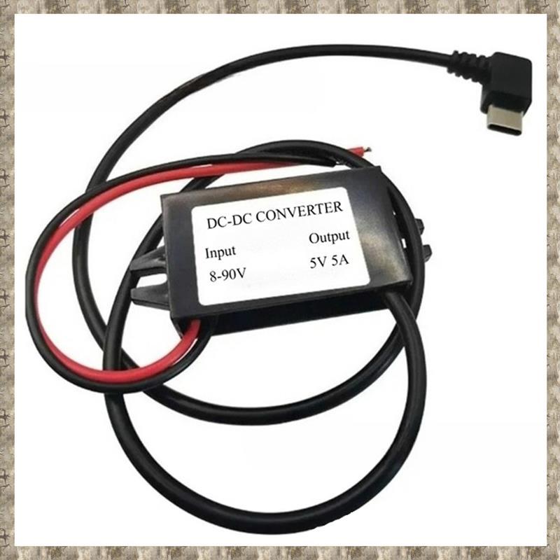 [zv0lma8i] 8-90V เป็น 5V 5A 25W DC Converter พร้อม Type-C และ Micro USB สําหรับการชาร์จที่มีประสิทธิ