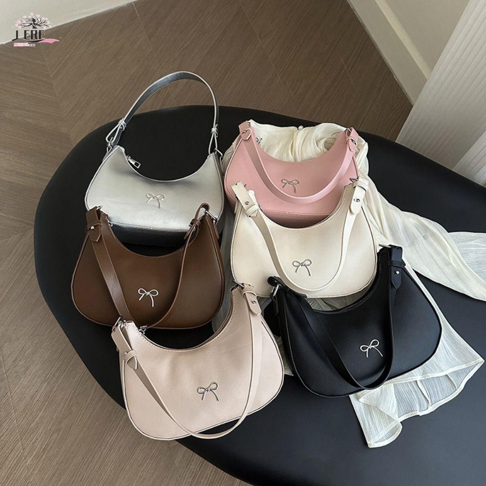 JEREMY1 Bowknot Armpit Bag, Korean New Design Bowknot Underarm Bag, Fashion Solid Color PU Leather S