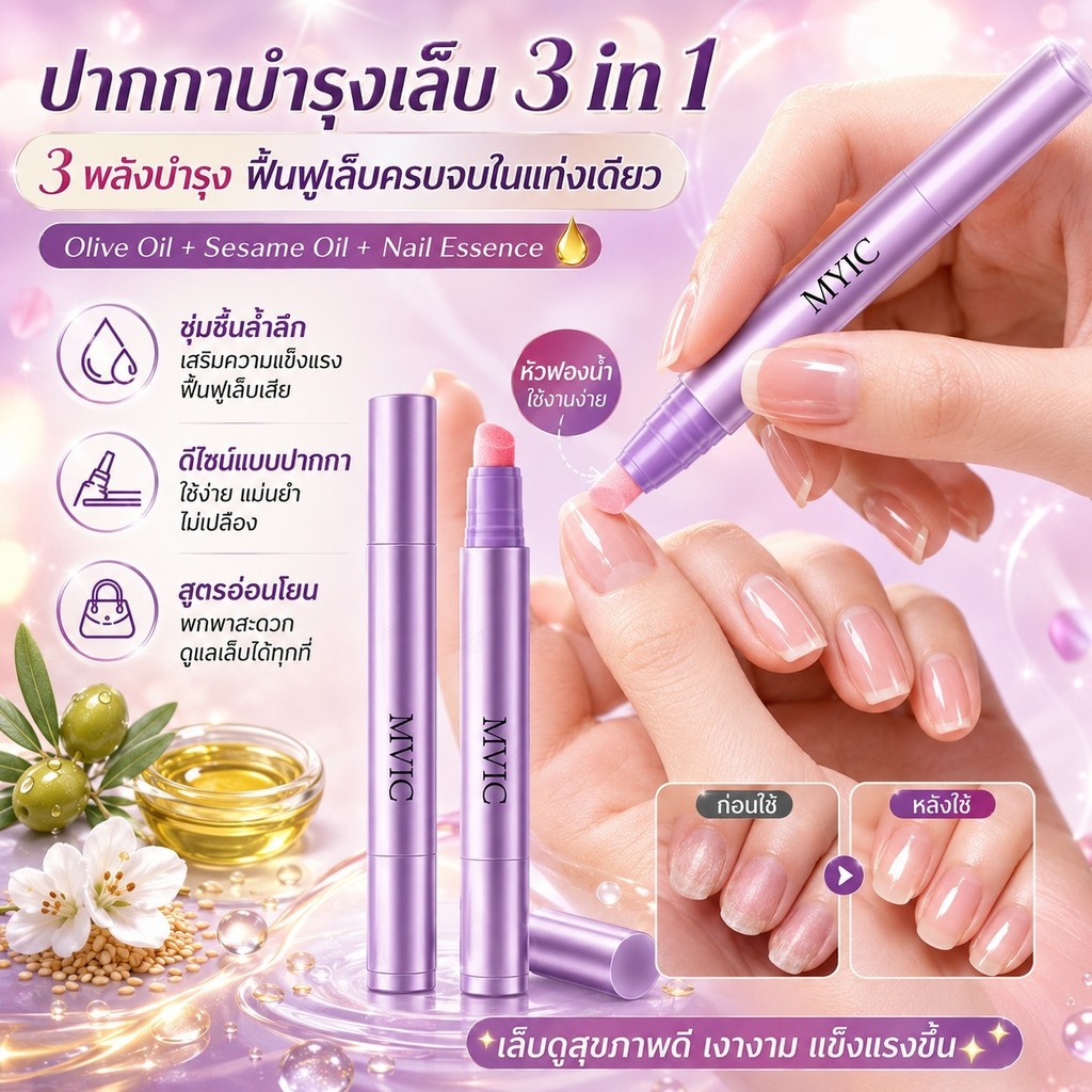 【ซ่อมแซมเล็บเปราะ】 ปากกาบำรุงเล็บสูตร3in1ช่วยซ่อมแซมและเสริมความแข็งแรงให้เล็บเปราะบางหักง่ายพกพาสะดวกใช้ได้ทุกที่เพื่อเล็บสวยสุขภาพดี