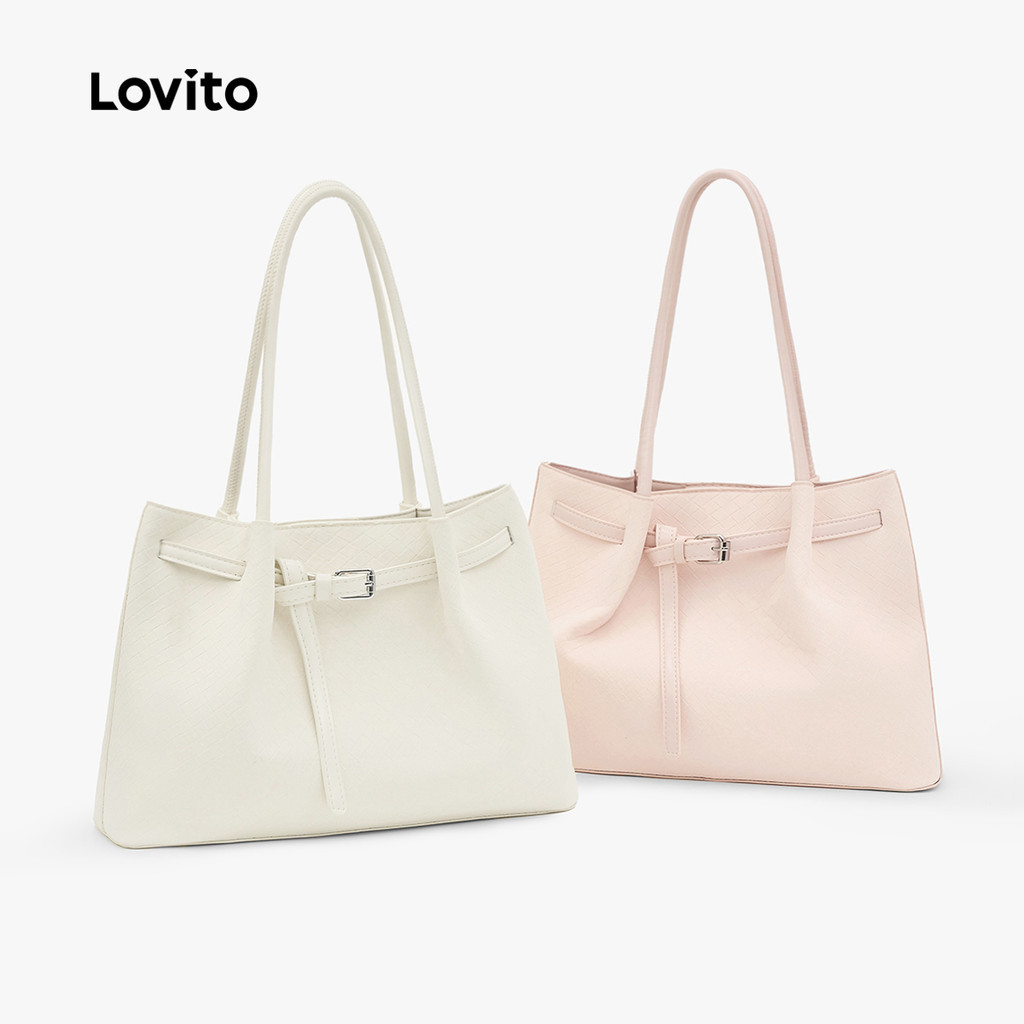 Lovito กระเป๋าถือสะพายไหล่ลำลองสำหรับเดินทาง ใช้ในชีวิตประจำวัน สไตล์เกาหลี สำหรับนักเรียน/นักศึกษา ความจุขนาดใหญ่ สีชมพู สำหรับผู้หญิง LR36E052