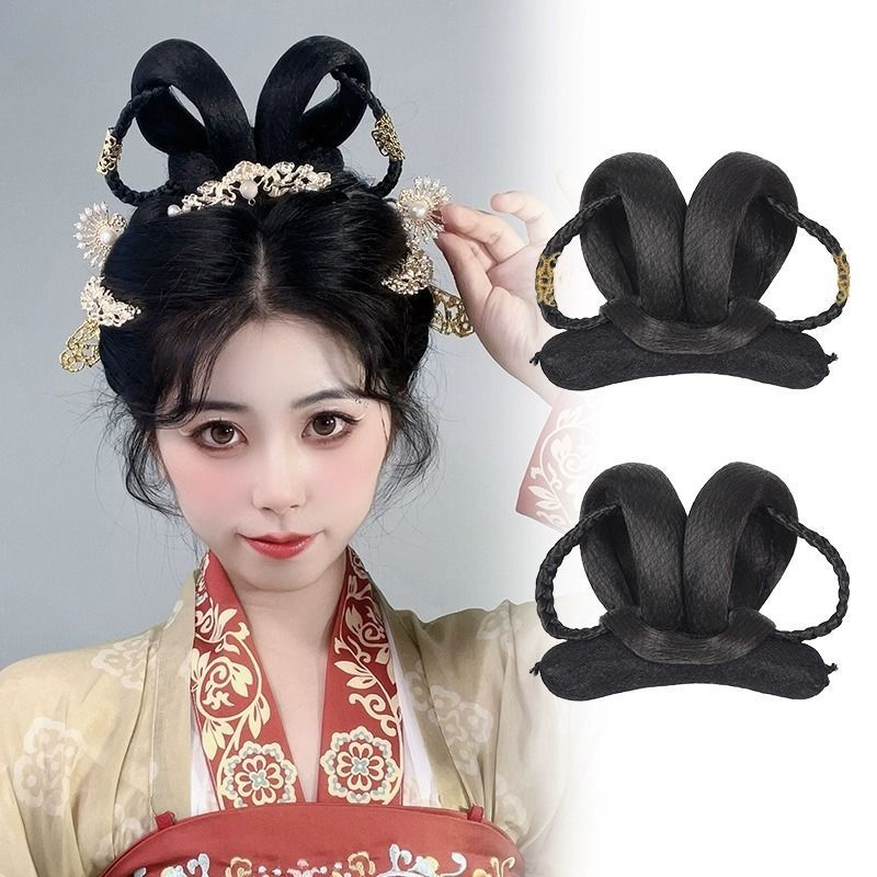汉服假发古风一体式懒人发包女古装假发盘发发髻日常垫发发包造型Hanfu Wigs, Ancient-style Hair Buns, Updo Hair Buns, Women's Ancient C