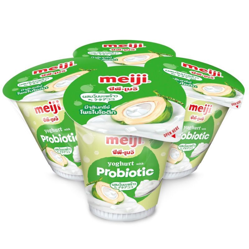 เมจิโยเกิร์ตรสวุ้นมะพร้าว 135กรัม แพค 4 Meiji Yoghurt Nata De Coconut 135g. Pack 4 [หมายเลขบาร์โค้ด 8850329315543 ]