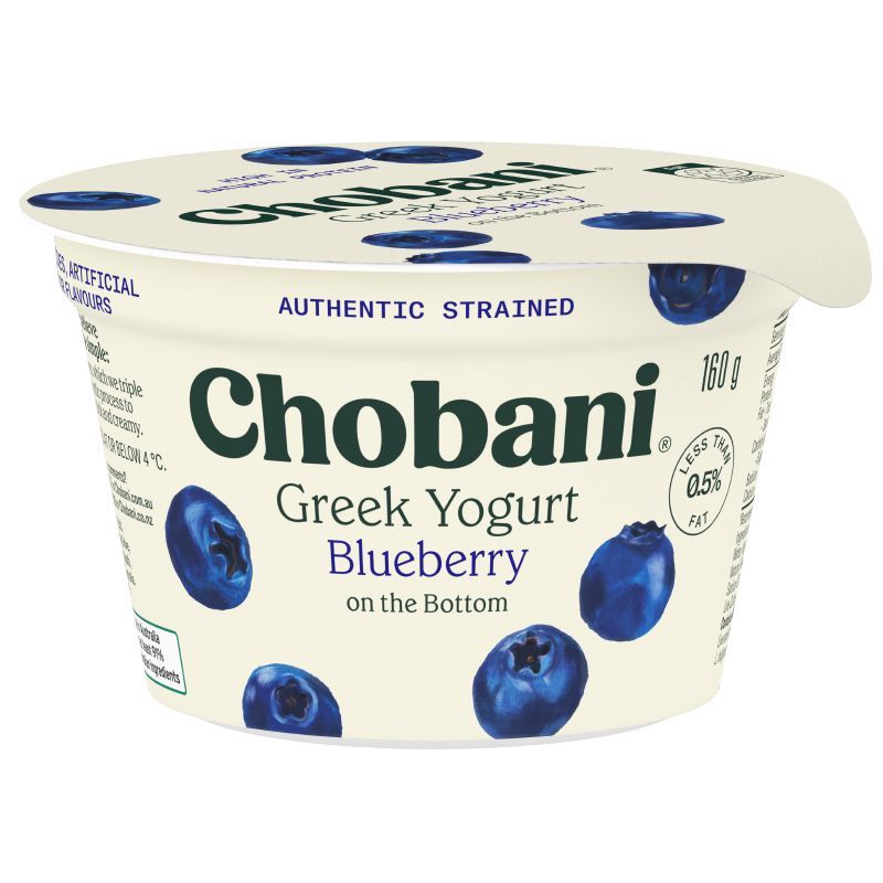 โชบานิกรีกโยเกิร์ตบลูเบอร์รี่ 160กรัม Chobani Greek Yoghurt Blueberry 160g. [หมายเลขบาร์โค้ด 9310653102541 ]