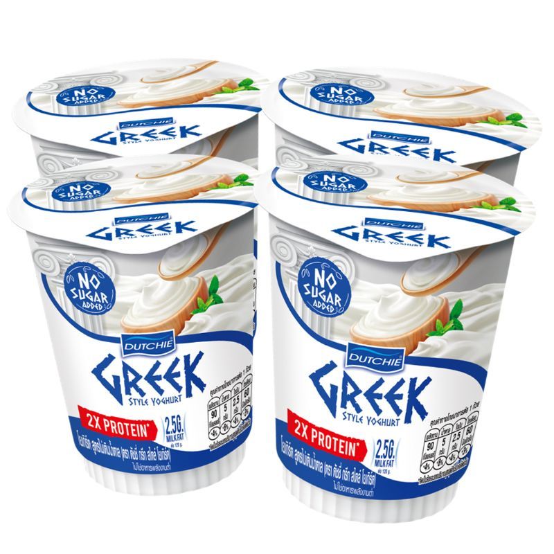 ดัชชี่กรีกโยเกิร์ตสูตรไม่เติมน้ำตาล 120กรัม แพค 4 DutchieGreekNoSugarAdded120gX4 [หมายเลขบาร์โค้ด 8851717910999 ]