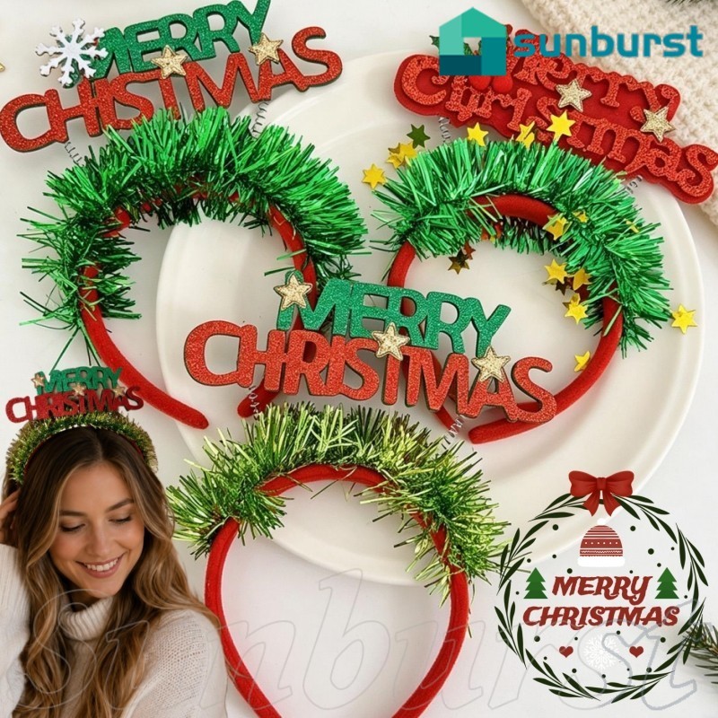 [HGB] 3-1Pc Merry Christmas Hairhoops - พร้อมเลื่อม - ยางรัดผมเกล็ดหิมะต้นคริสต์มาส - ที่คาดผมของขวั