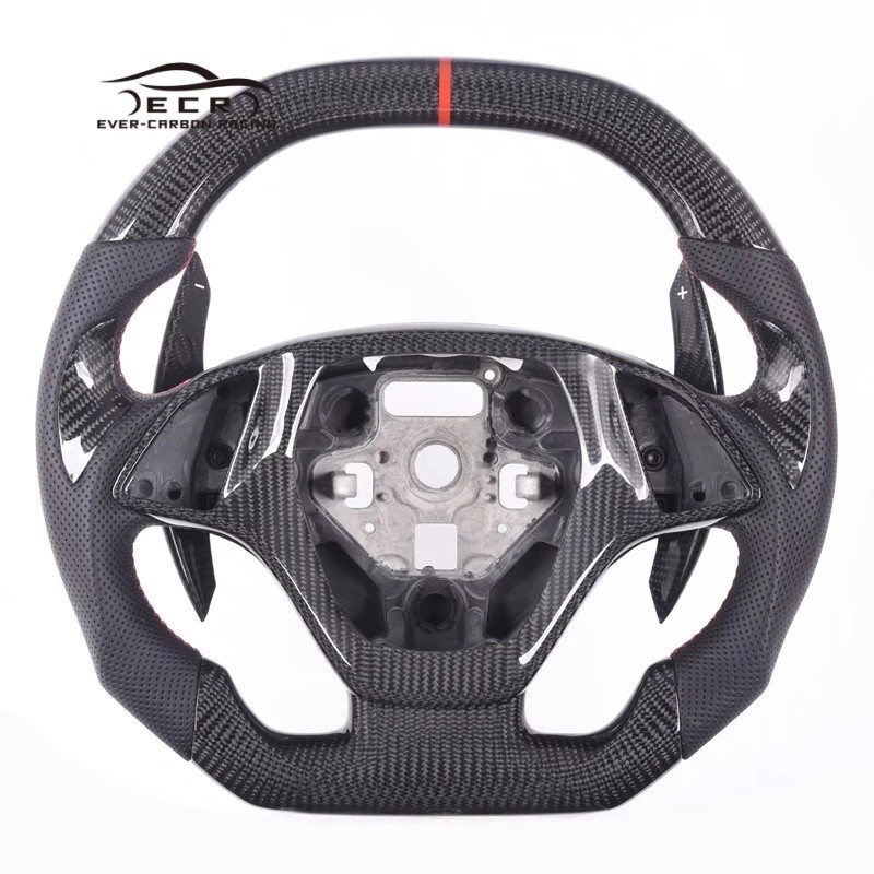 EZ56 Ever-Carbon Racing ECR ออกแบบที่กําหนดเองพวงมาลัยรถคาร์บอนไฟเบอร์พวงมาลัยสําหรับ Chevrolet Corv