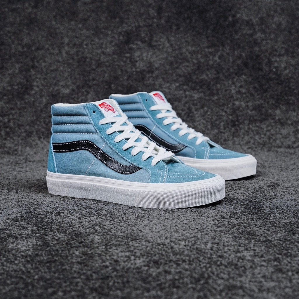 Vans SK8-Hi Fada Mist Blue Japanese Retro Trend High Top รองเท้าสเก็ตบอร์ด Unisex ใน London-2049