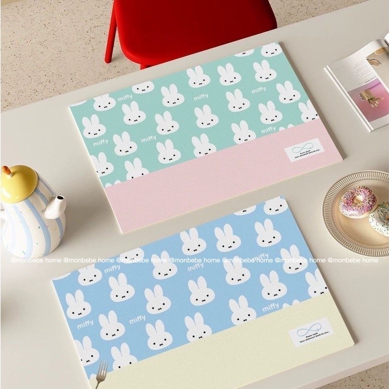 แผ่นรองจาน หนัง แผ่นรองจานmiffyน่ารัก กันน้ำ&กันน้ำมัน สําหรับตกแต่งบ้าน พร้อมส่ง