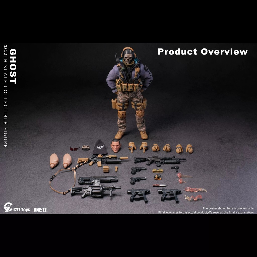 [คลังสินค้าพร้อม] CY7 TOYS GHOST Death GHOST 1/12 โมเดลทหารรูปการกระทําตกแต่งรูป